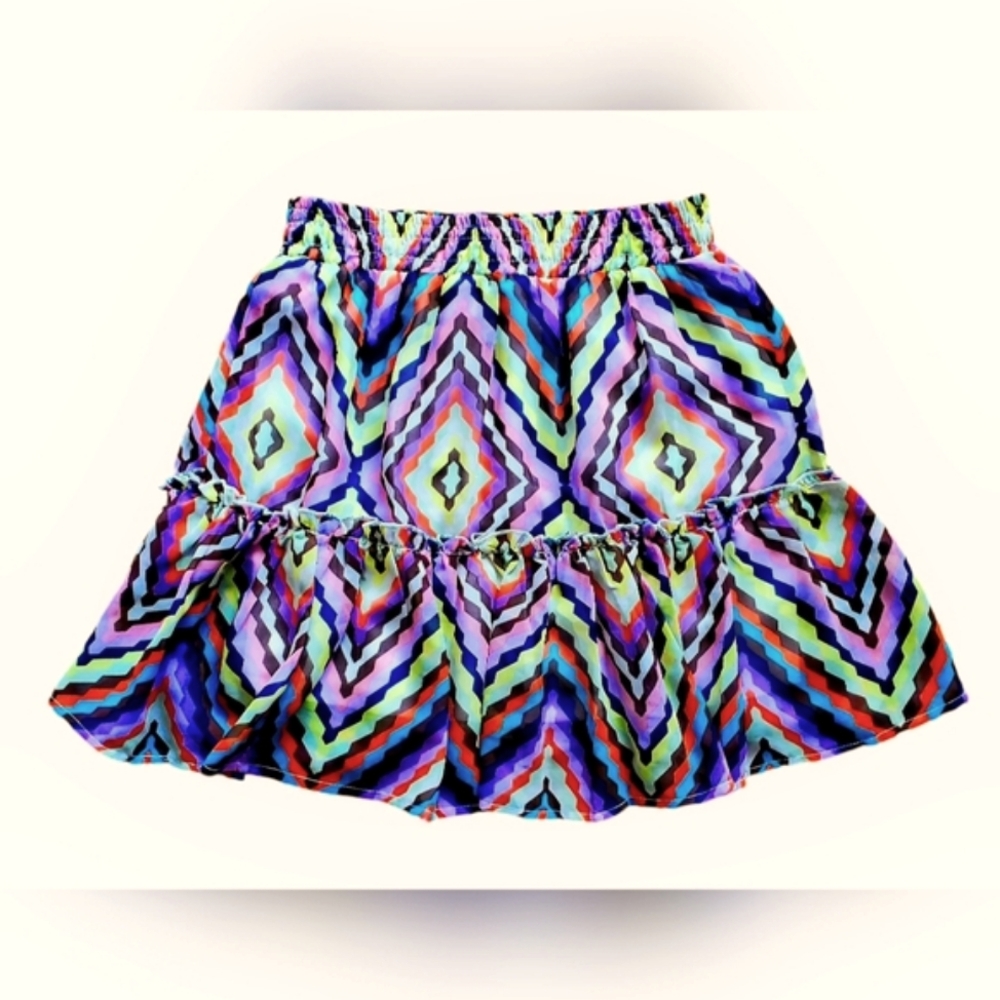 Truth NY Multicolor 100%‎ Polyester Junior Women Skirt Size Small Fit & Flowy